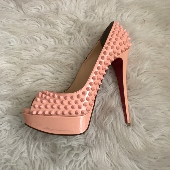 Christian Louboutin Shoes - Christian Louboutin Baby Pink Lady Peep Spikes